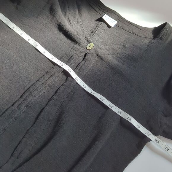 Oh My Gauze Top Womens Small/Medium Black Button Front Topper Cotton Boho - Picture 7 of 9
